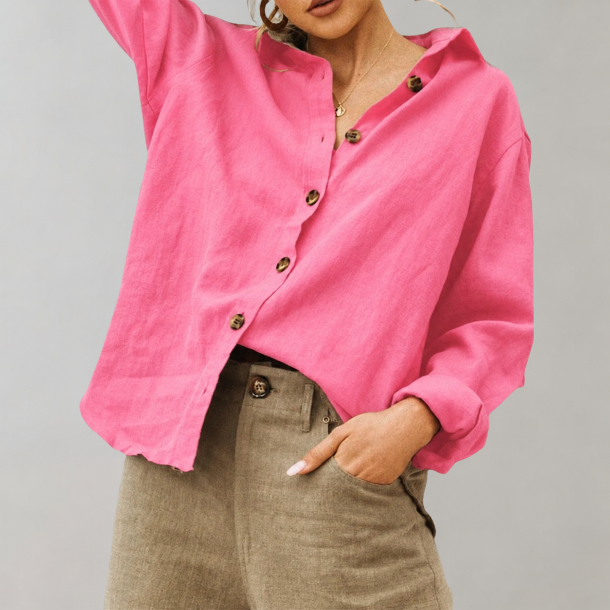 Charly | Relaxed Fit Linen Blend Button-Down Shirt - Image 1