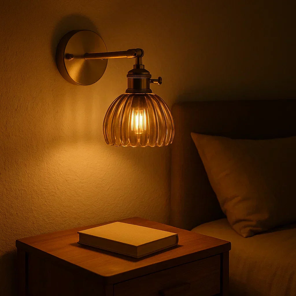 Charly | Retro Wall Lamp with Tulip Glass Shade | Vintage Style