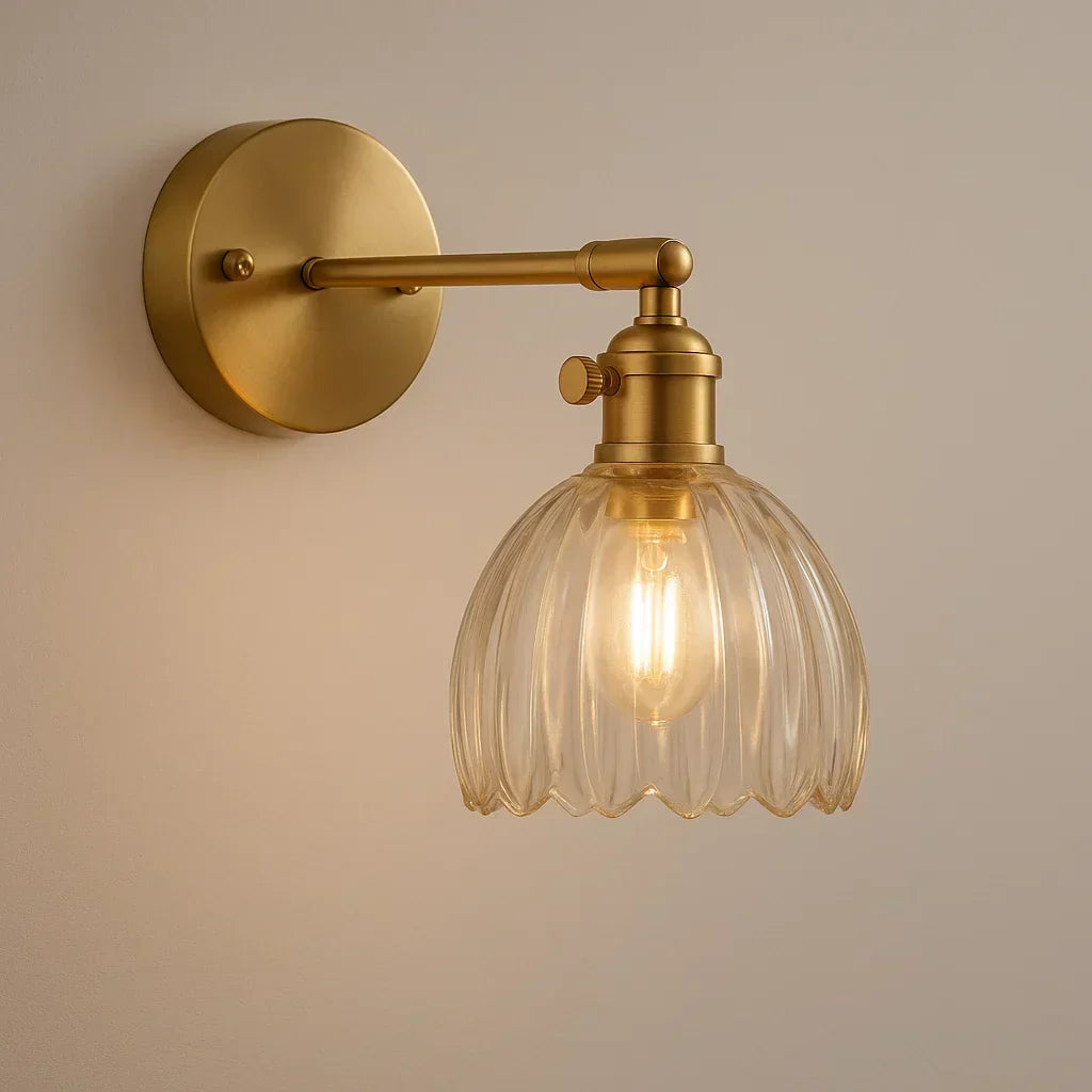 Charly | Retro Wall Lamp with Tulip Glass Shade | Vintage Style