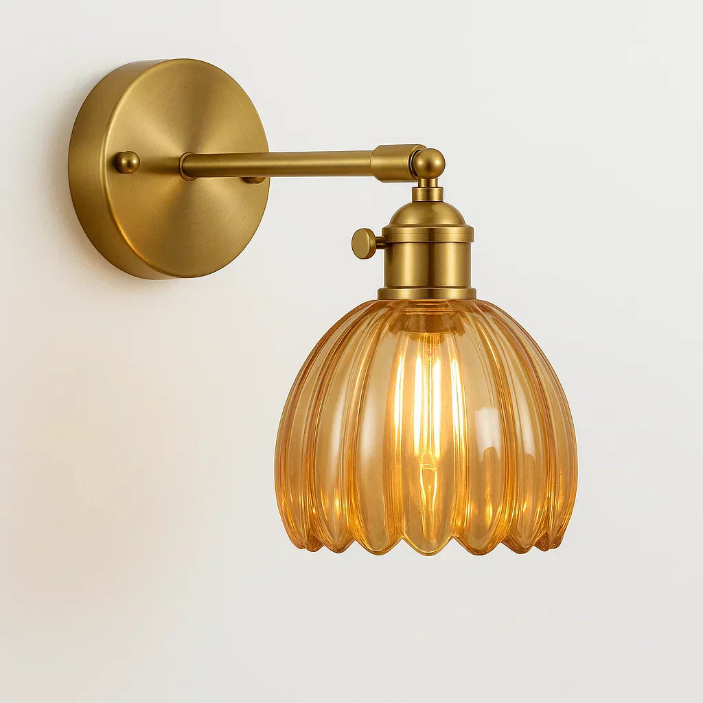 Charly | Retro Wall Lamp with Tulip Glass Shade | Vintage Style
