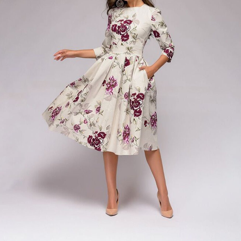 Charly - Retrozo Elegant, Mid-Length Dress