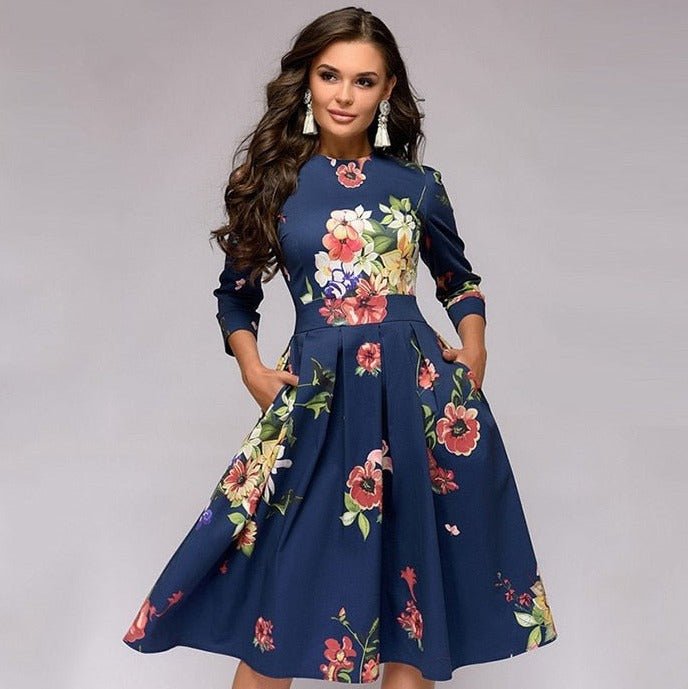 Charly - Retrozo Elegant, Mid-Length Dress