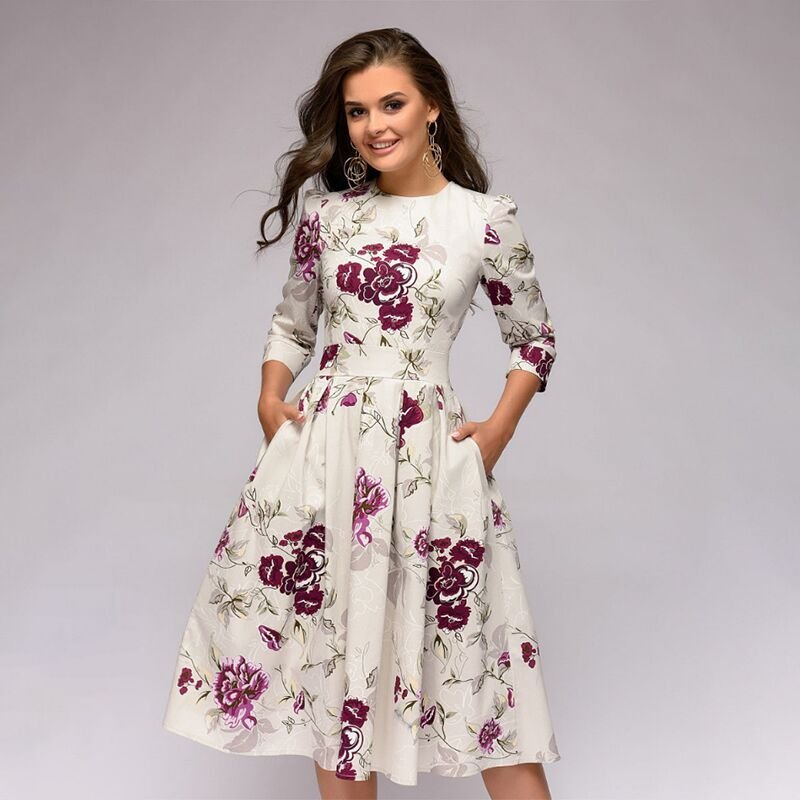 Charly - Retrozo Elegant, Mid-Length Dress