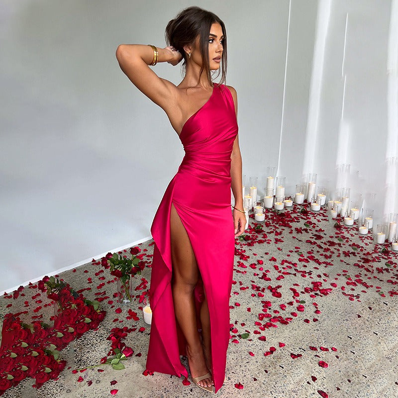 Charly Ruffled One-Shoulder Maxi Dress