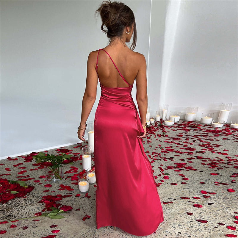 Charly Ruffled One-Shoulder Maxi Dress