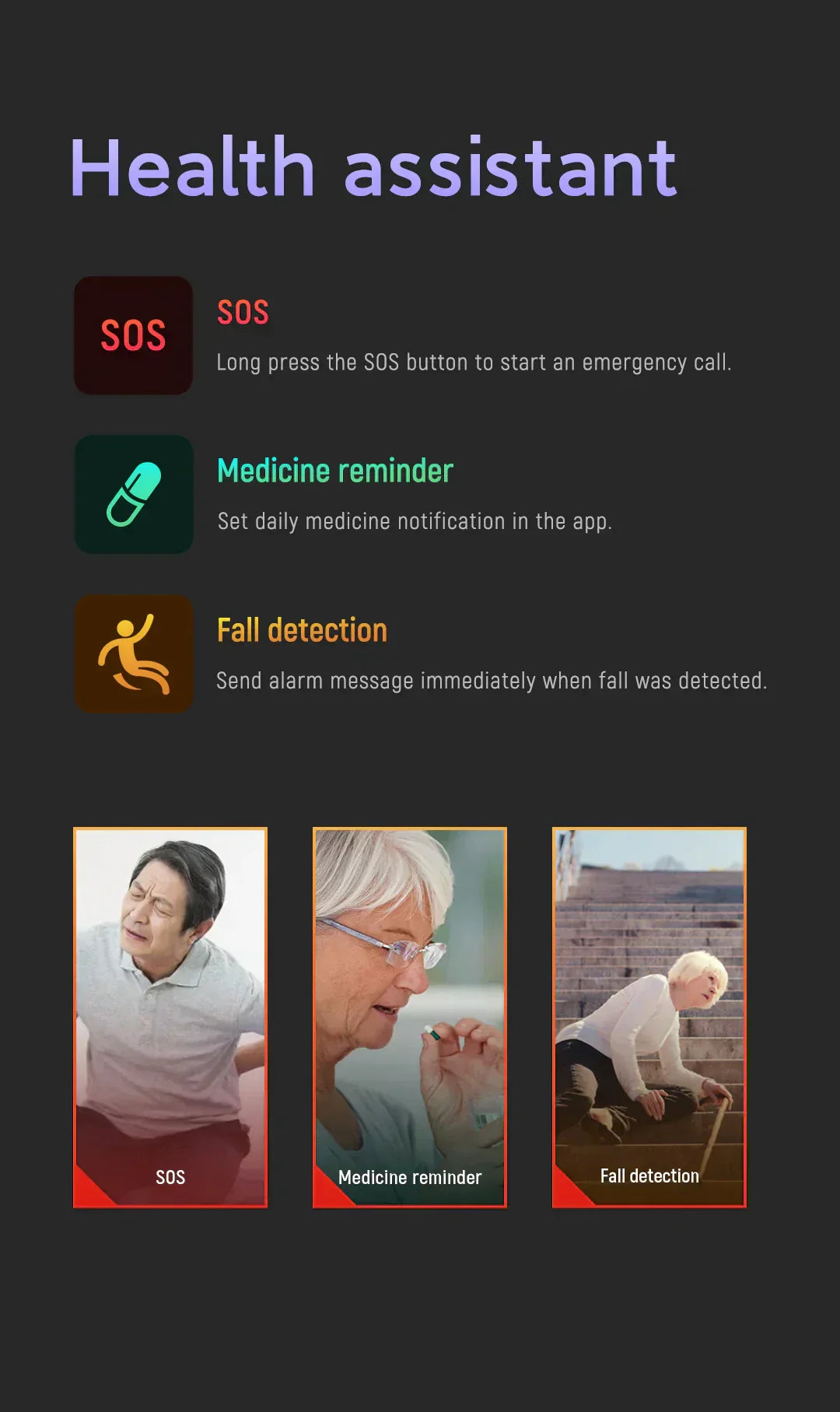 Charly | Senior Safety Watch with Fall Detection and GPS – Smart Care Smartwatch