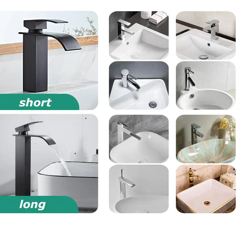 Charly Sink Mixer Aqualis Noir | Stainless Steel | Hot & Cold Water | For Bathroom & Guest Toilet