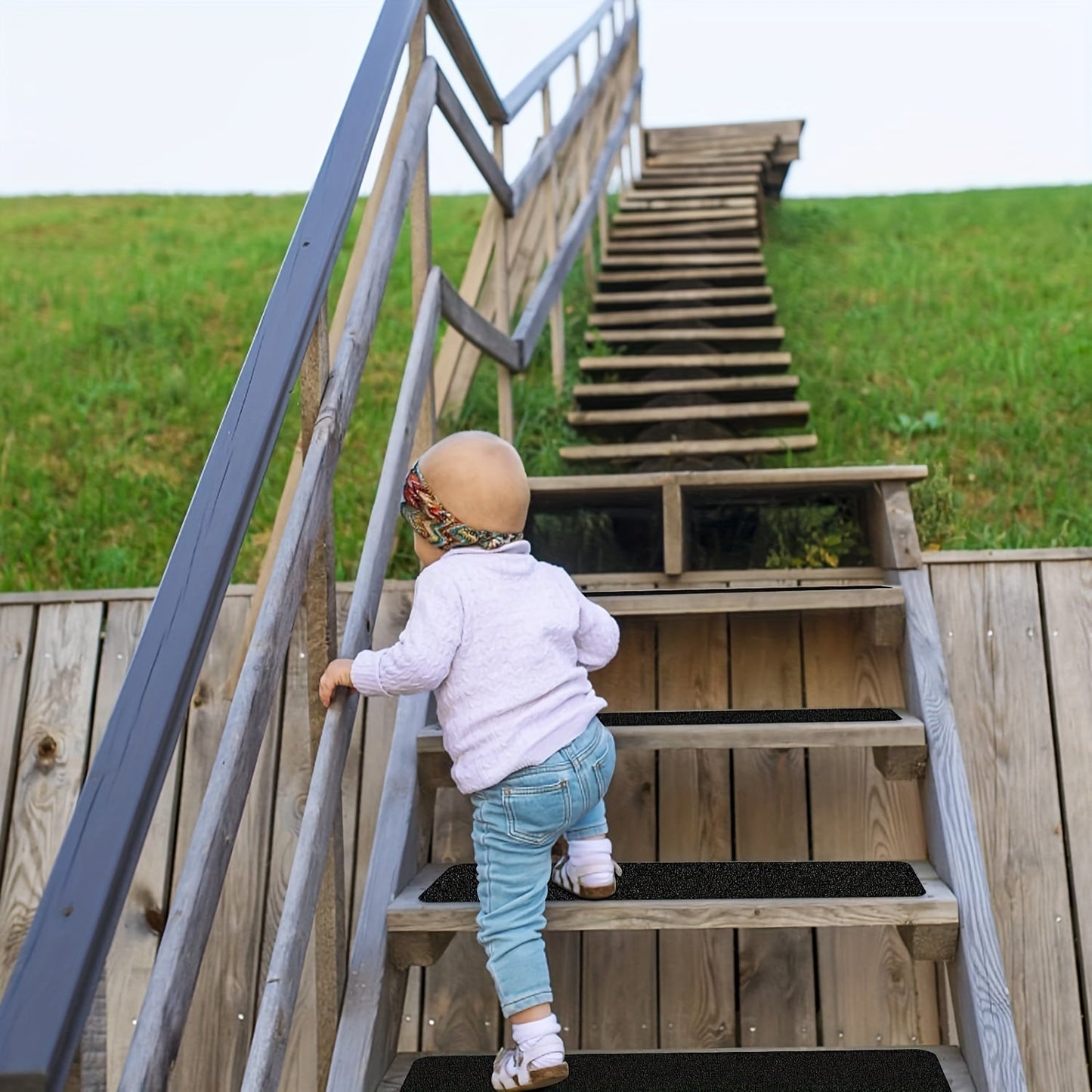 Charly | Slip-Resistant Stair Treads 10-pack – 6"x24", 80-Grit, Weather-Resistant