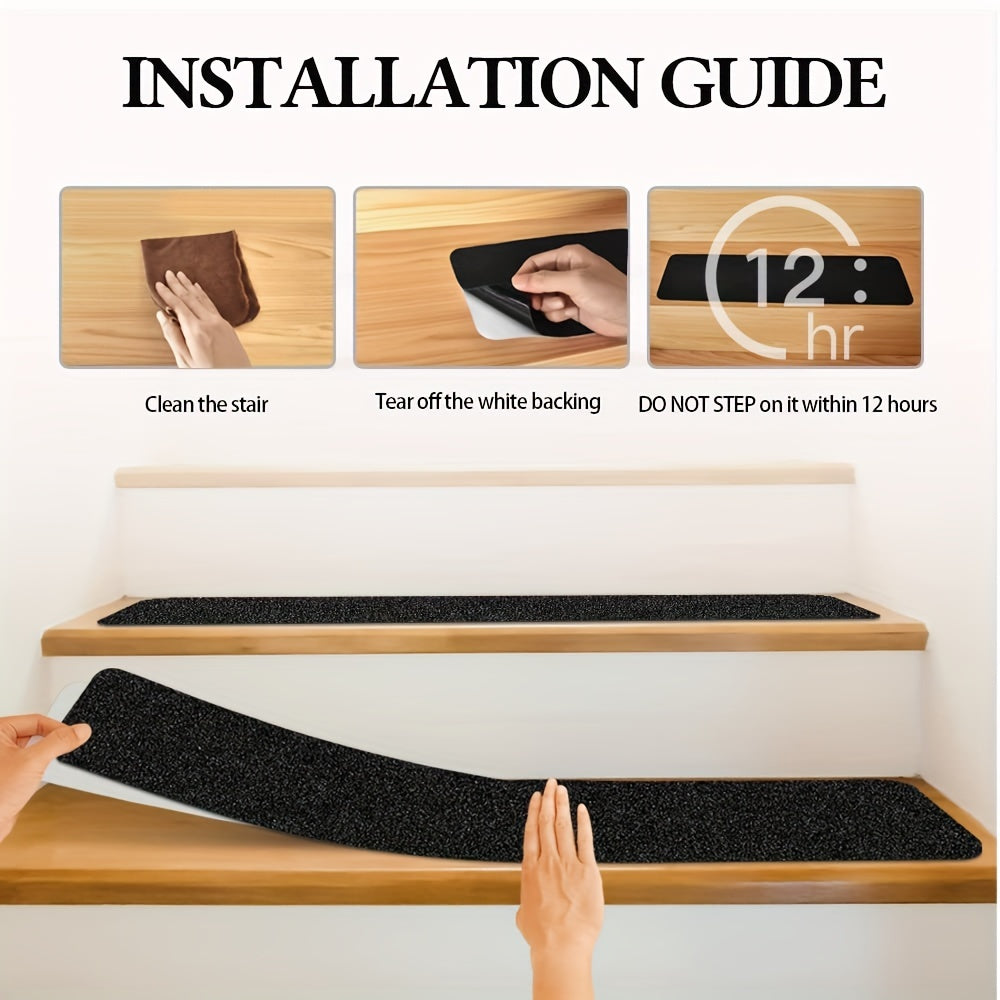 Charly | Slip-Resistant Stair Treads 10-pack – 6"x24", 80-Grit, Weather-Resistant