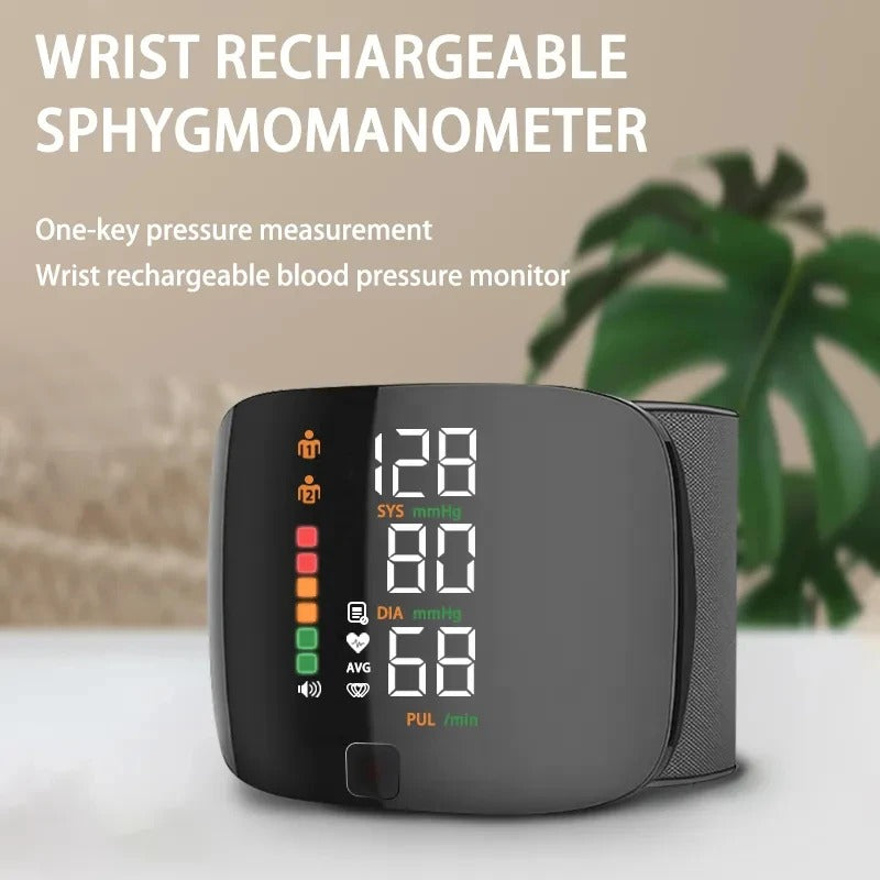 Charly | Smart Wrist Blood Pressure Monitor – Electronic Portable Sphygmomanometer with Voice Alerts