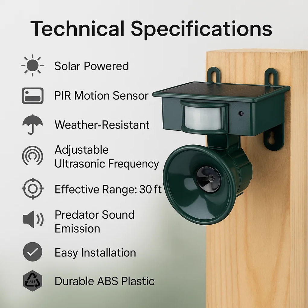 Charly | Solar Bird Repeller with Motion Sensor and Sound
