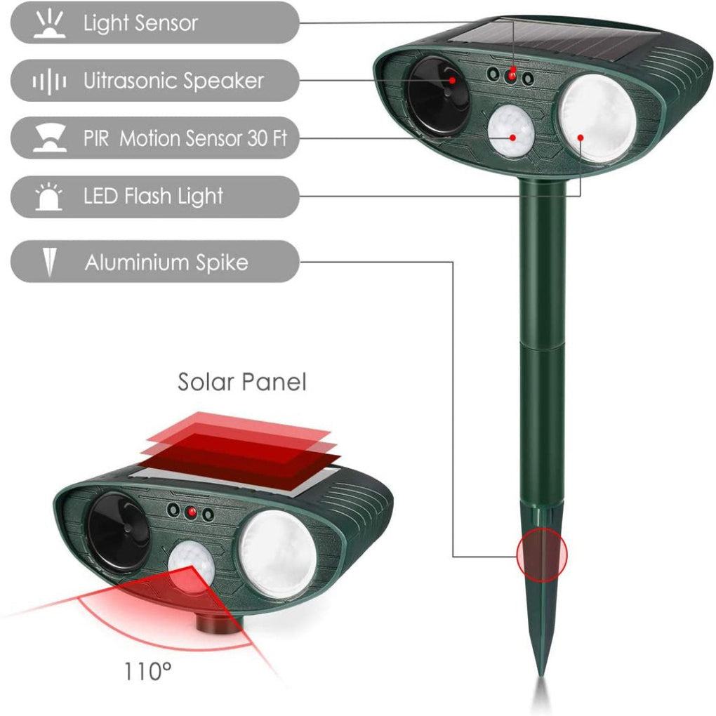 Charly | Solar Powered Ultrasonic Garden Pest Repeller with Flashing Light