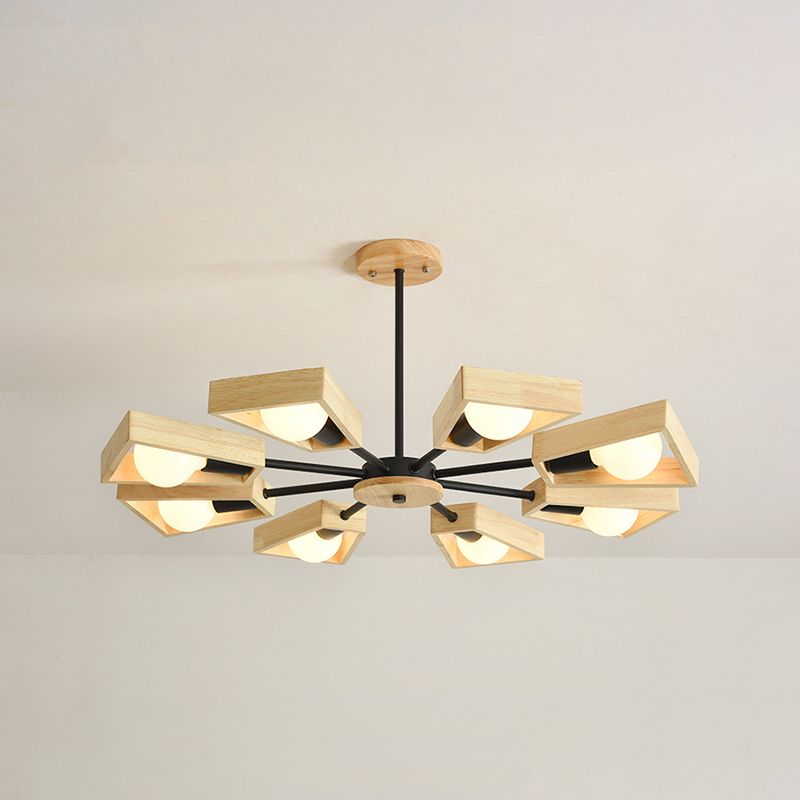 Charly | Sputnik Chandelier Made of Wood | Modern Geometric Design