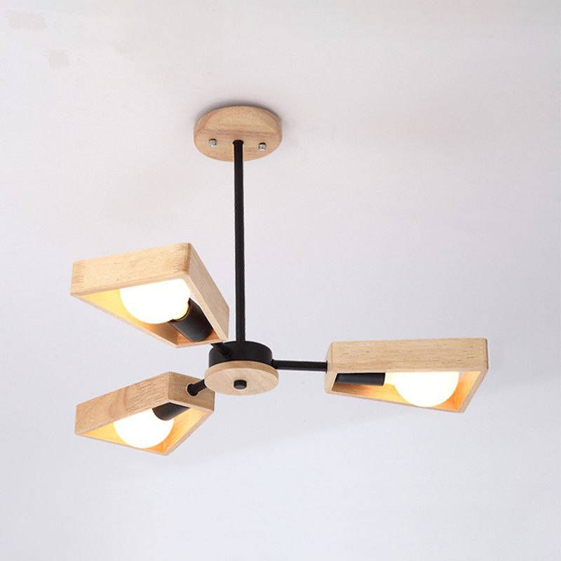 Charly | Sputnik Chandelier Made of Wood | Modern Geometric Design