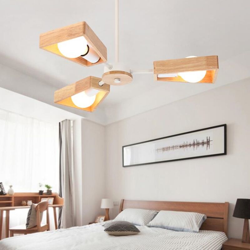 Charly | Sputnik Chandelier Made of Wood | Modern Geometric Design