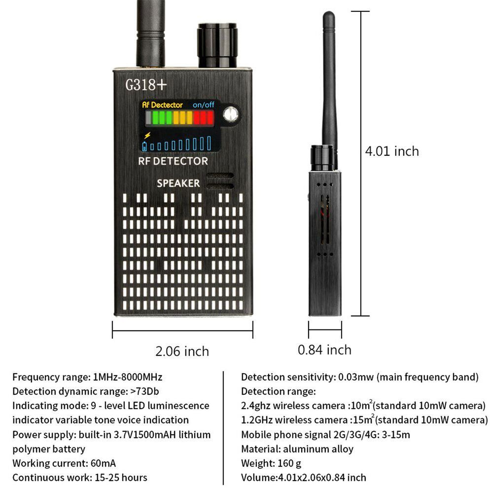 Charly | Spy Signal Detector, RF Detector, Hidden Camera, Laser Lens, GSM-GPS Device Finder