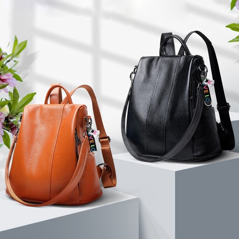Charly | Theft-Proof Leather Backpack