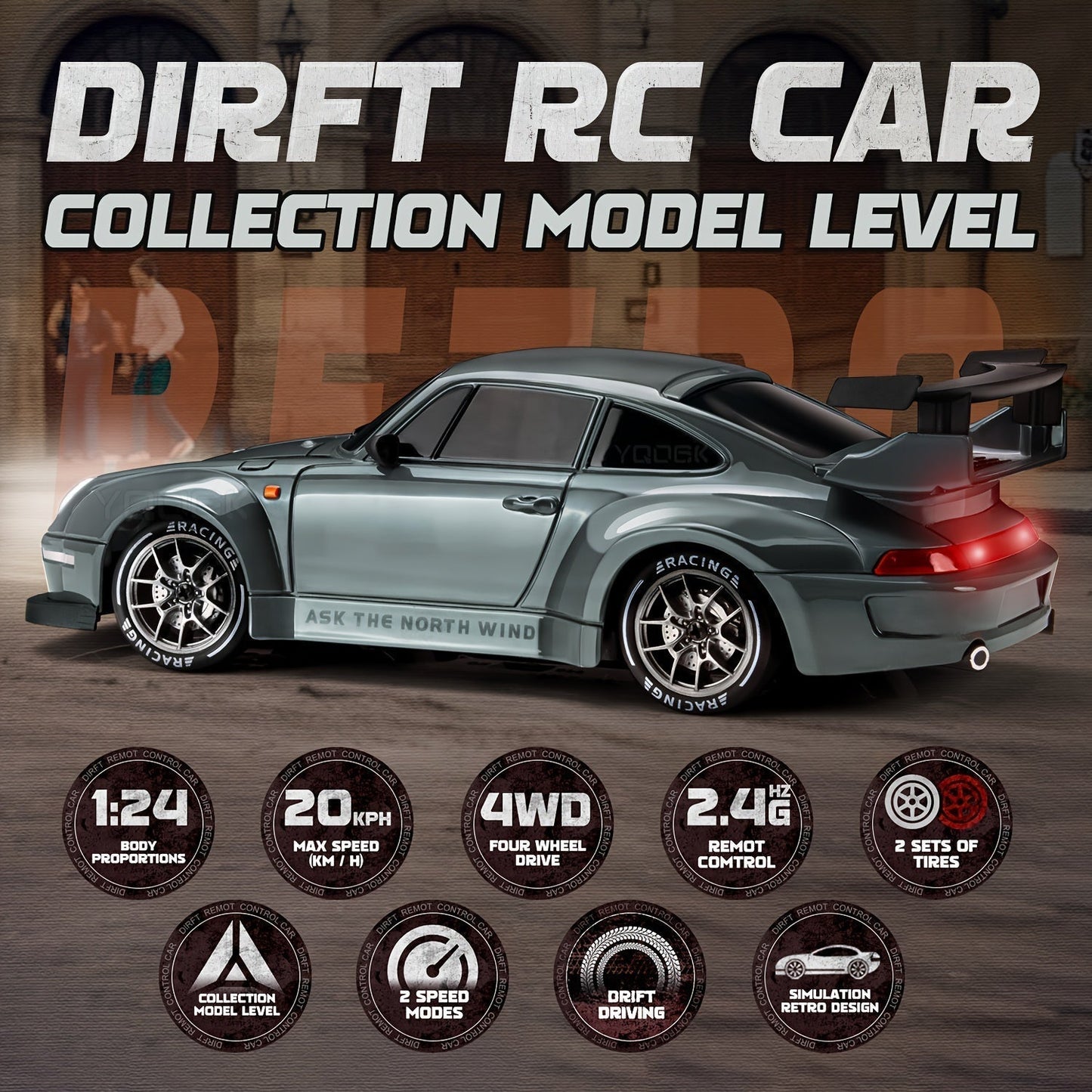 Charly | Ultimate 1:24 RC Drift Car with LED Wheels – Rechargeable 4WD Racing Toy