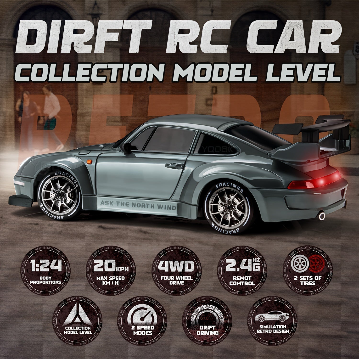 Charly | Ultimate 1:24 RC Drift Car with LED Wheels – Rechargeable 4WD Racing Toy
