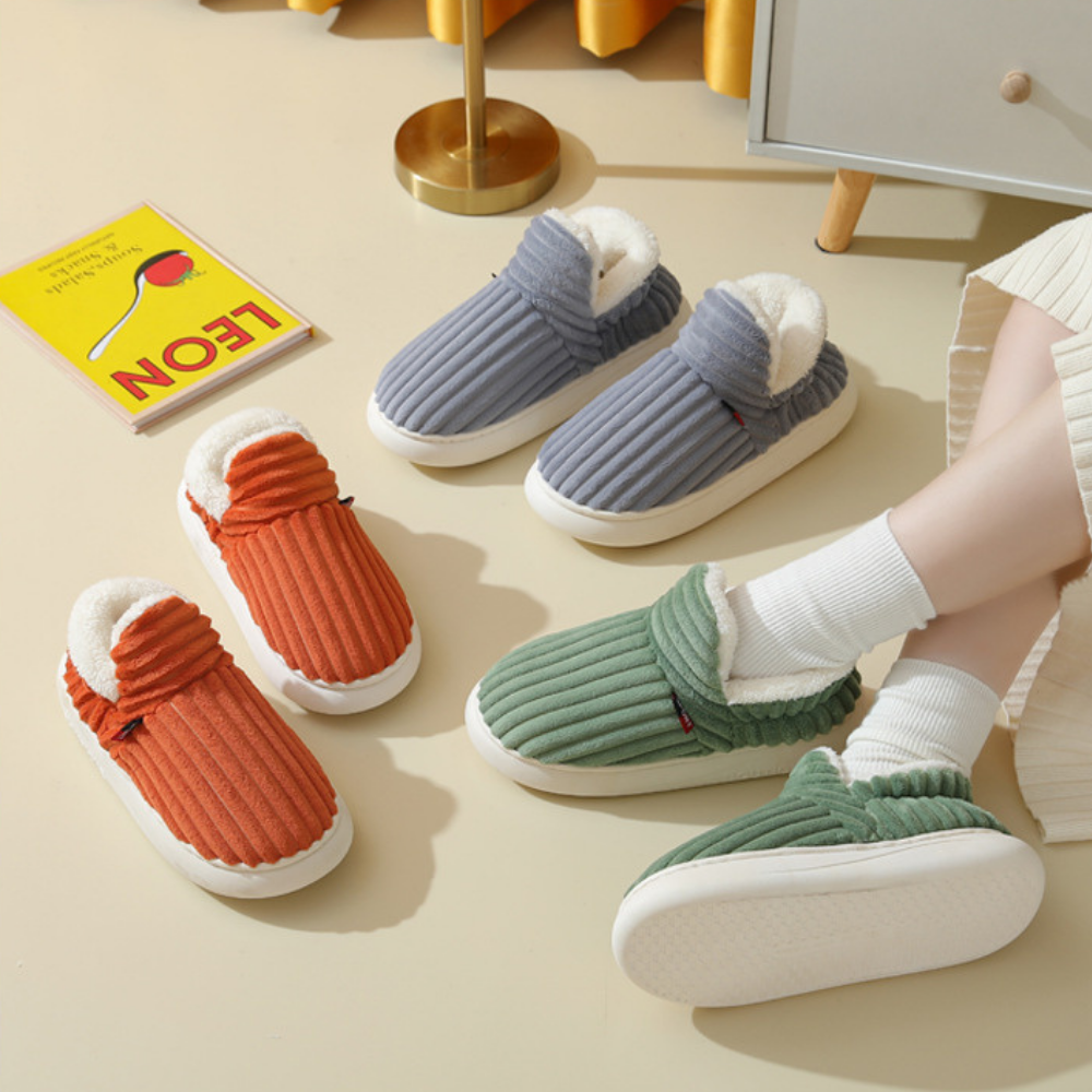 Charly | Unisex Corduroy Slippers with Sherpa Lining