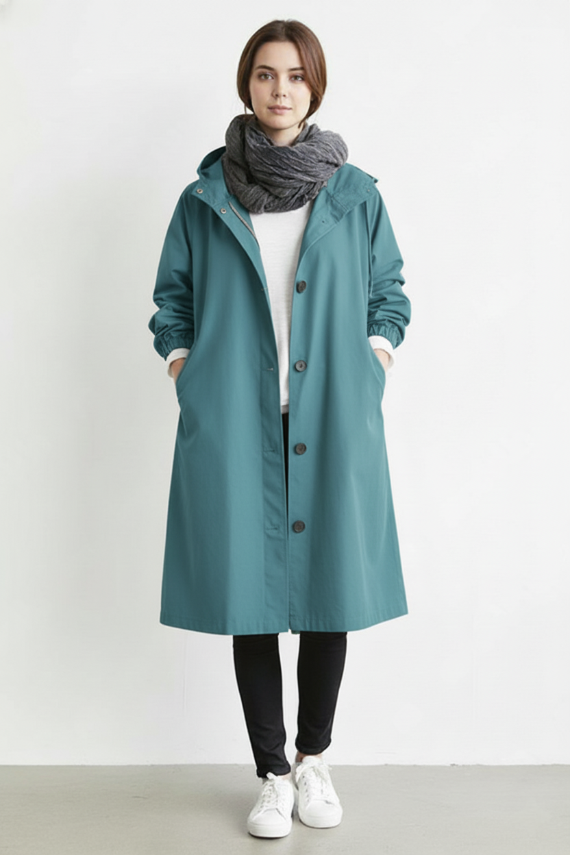 Charly | Wind and Waterproof Trench Coat for Women – With Hood for Autumn & Winter