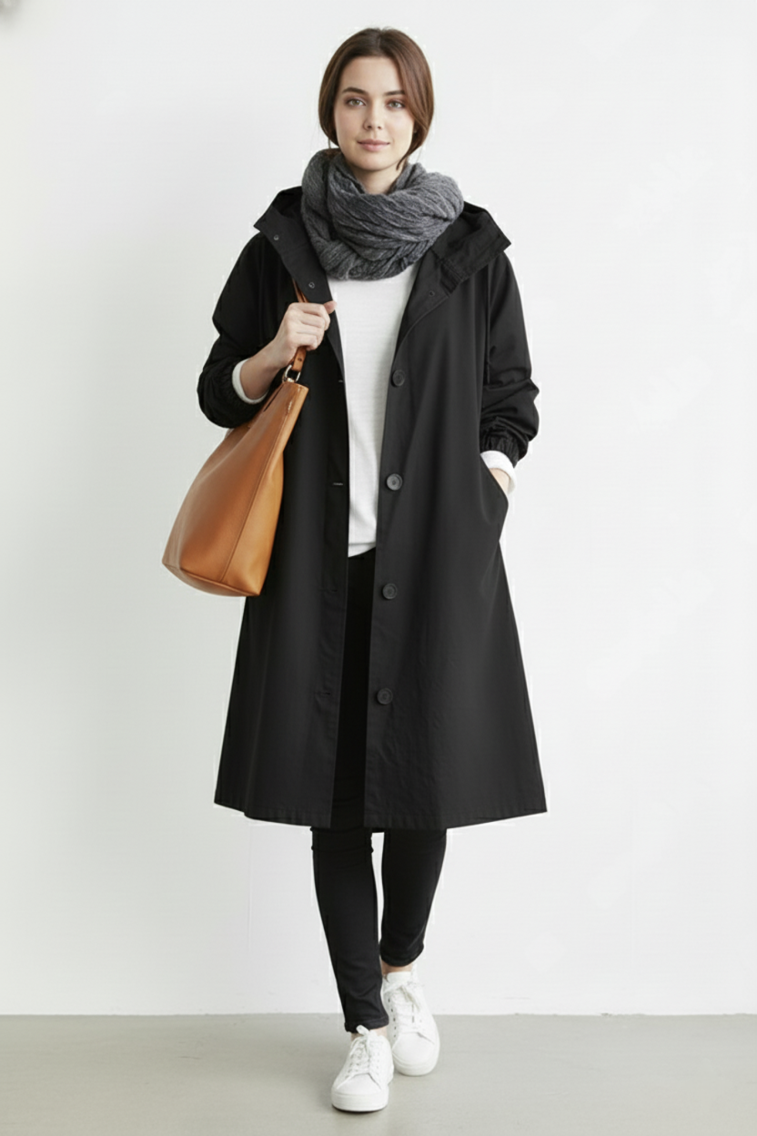 Charly | Wind and Waterproof Trench Coat for Women – With Hood for Autumn & Winter