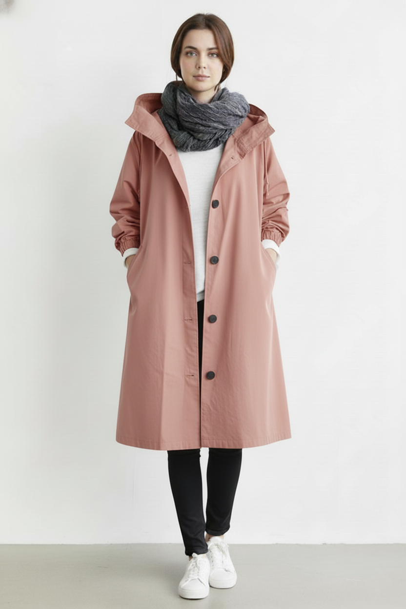 Charly | Wind and Waterproof Trench Coat for Women – With Hood for Autumn & Winter