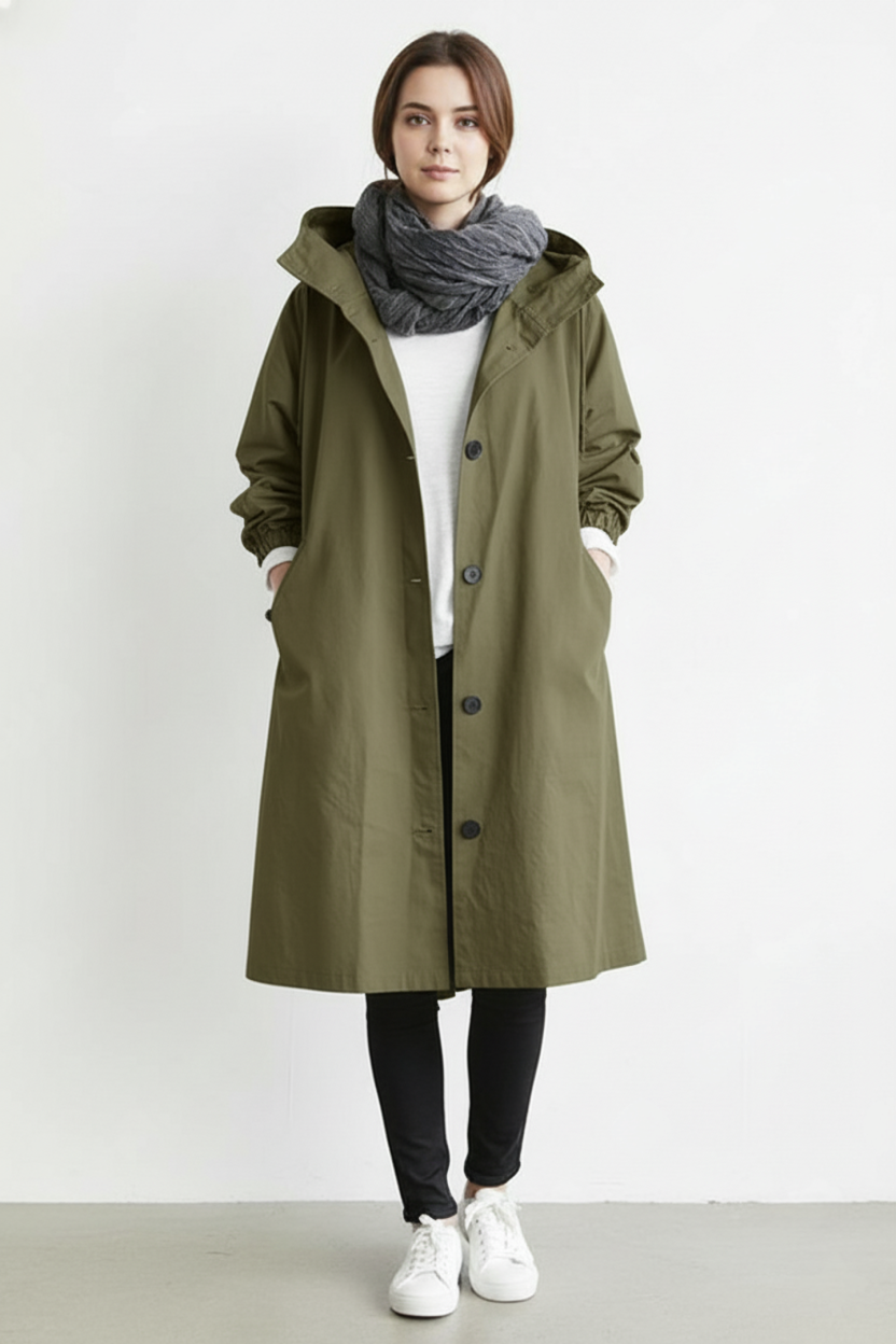 Charly | Wind and Waterproof Trench Coat for Women – With Hood for Autumn & Winter