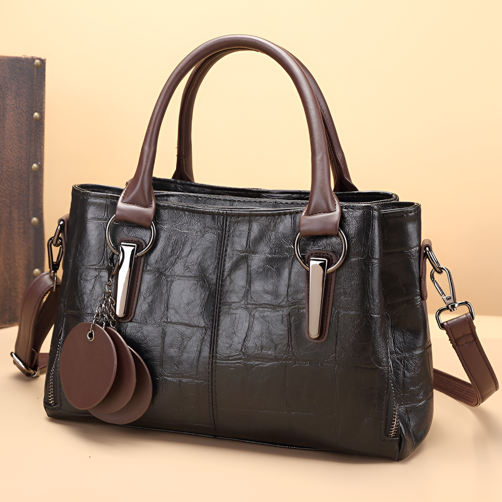 Charly | Women's Boston Handbag with Croc Embossing