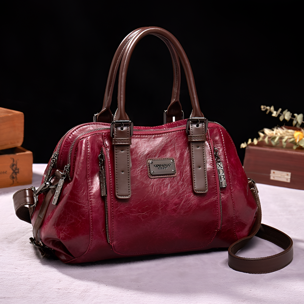 Charly | Women's Boston Handbag with Croc Embossing