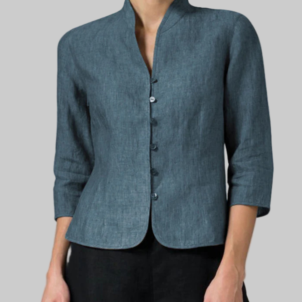 Charly | Women's Button-Front Stand-Collar Blouse