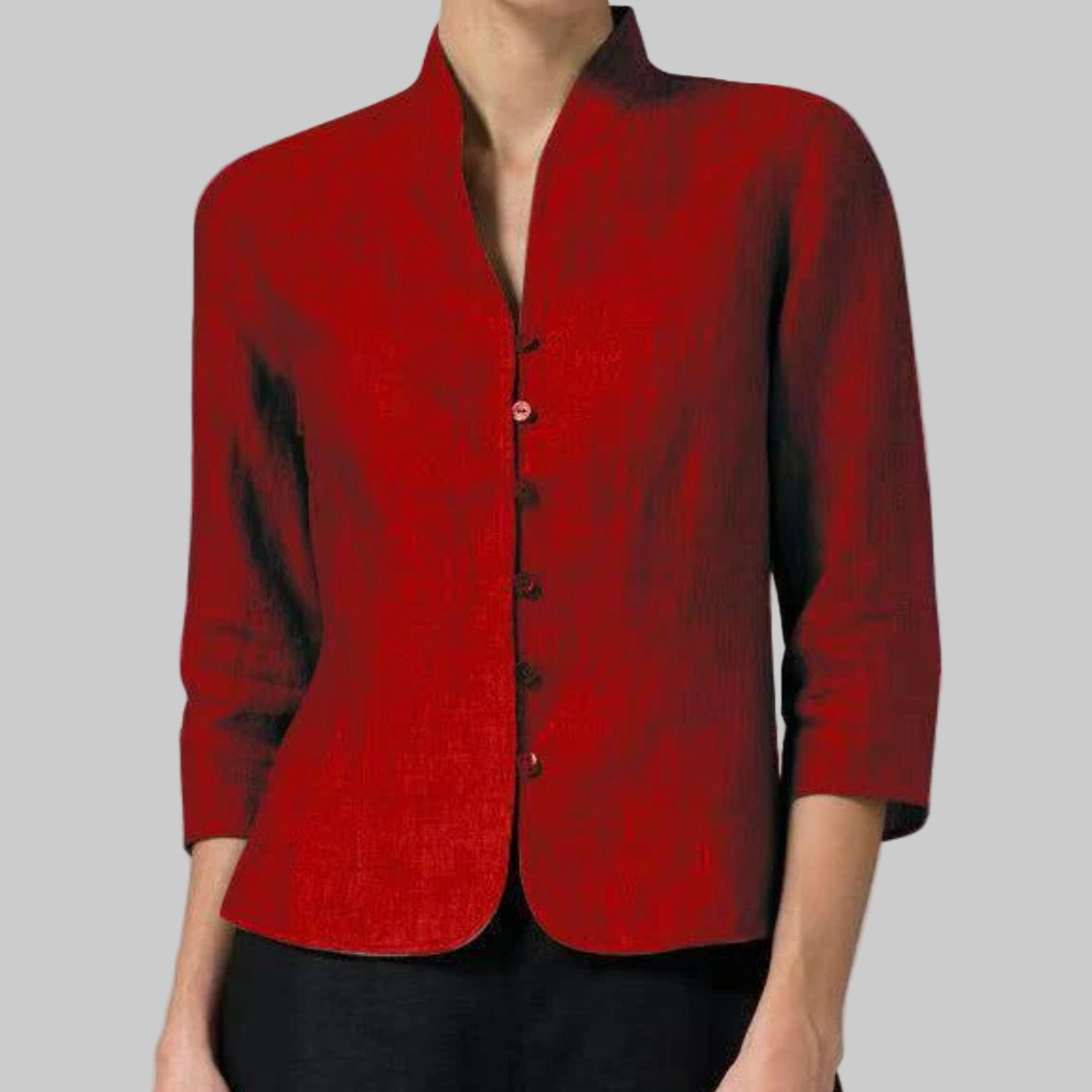 Charly | Women's Button-Front Stand-Collar Blouse