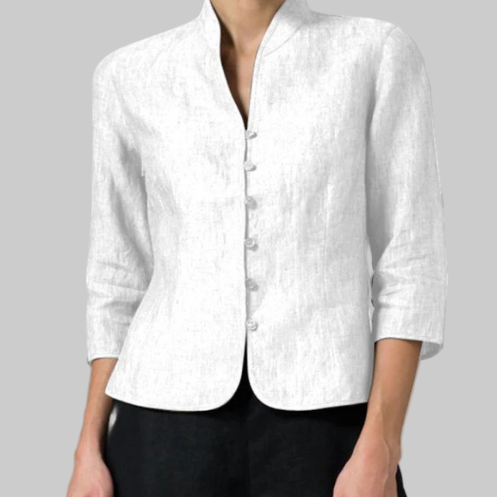 Charly | Women's Button-Front Stand-Collar Blouse