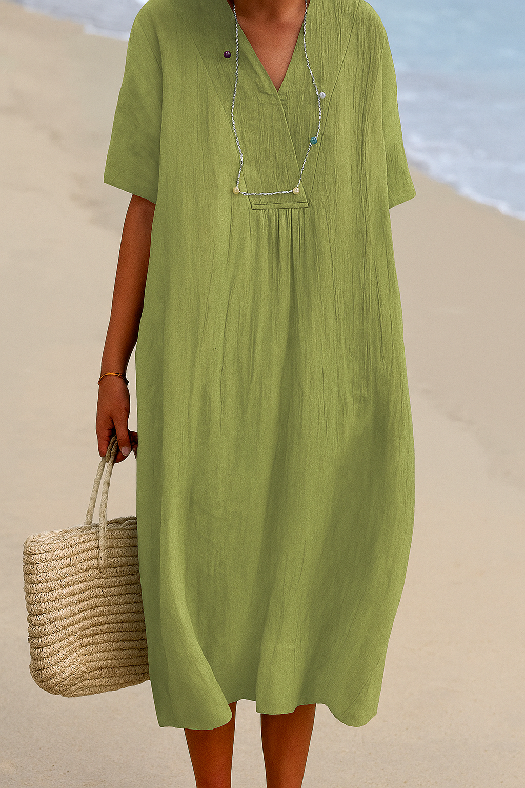 Charly | Women's Casual Midi Dress with V-Neck