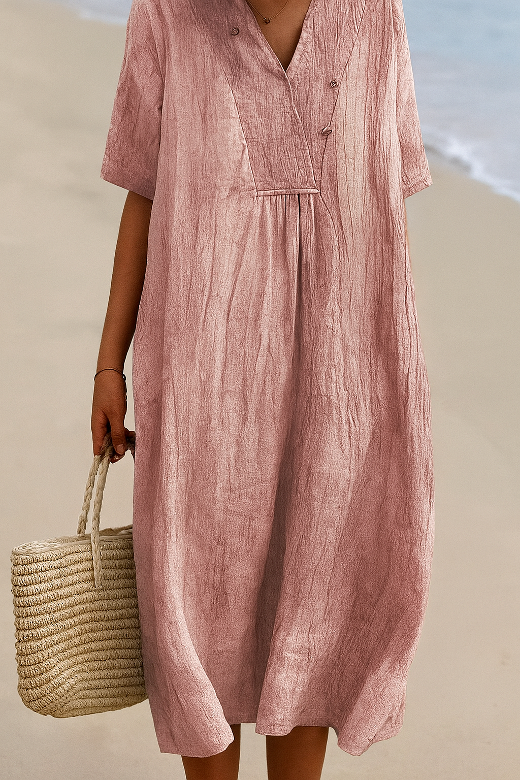 Charly | Women's Casual Midi Dress with V-Neck