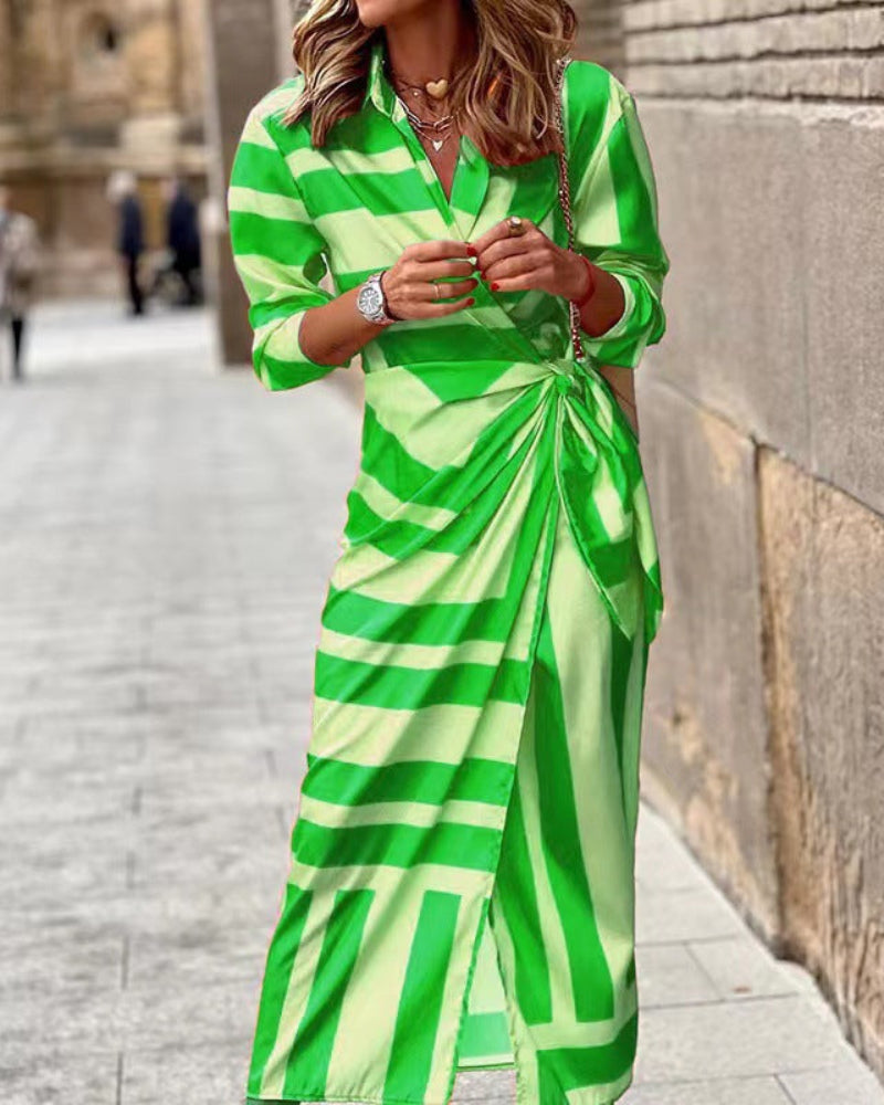 Charly | Women's Collared Wrap Dress with Tie Detail
