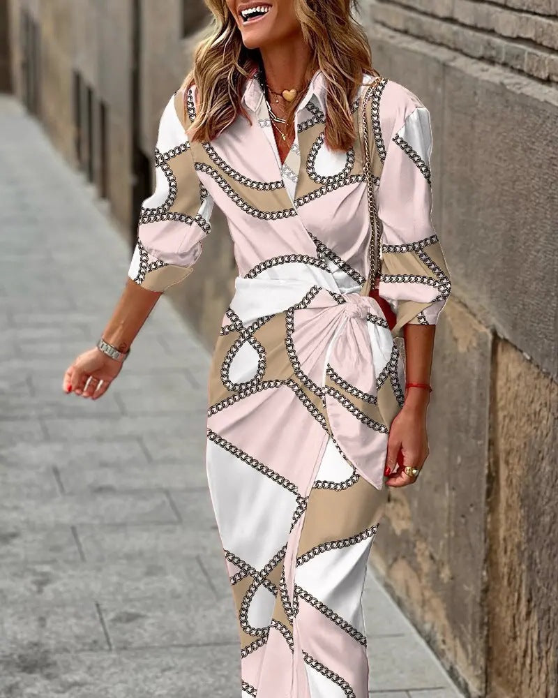 Charly | Women's Collared Wrap Dress with Tie Detail