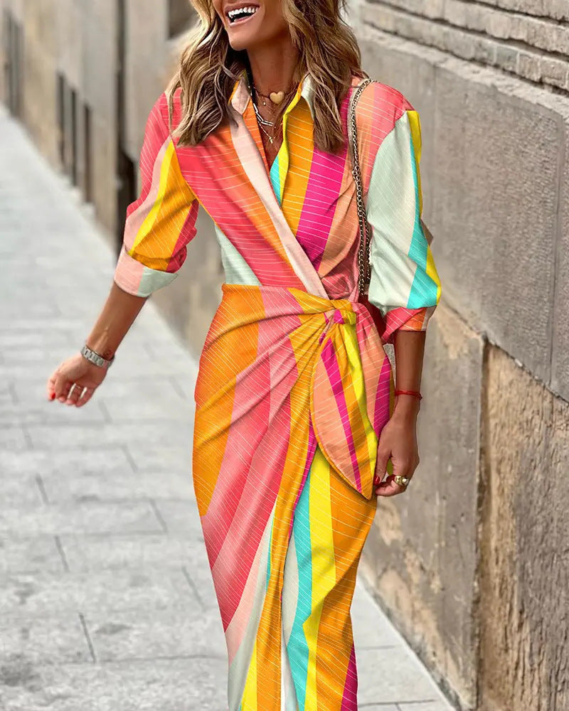 Charly | Women's Collared Wrap Dress with Tie Detail