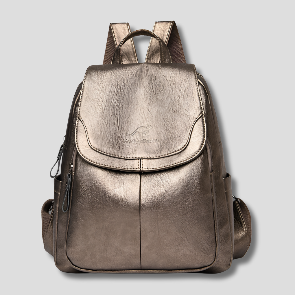 Charly | Women's Embossed Leather Backpack with Flap Closure