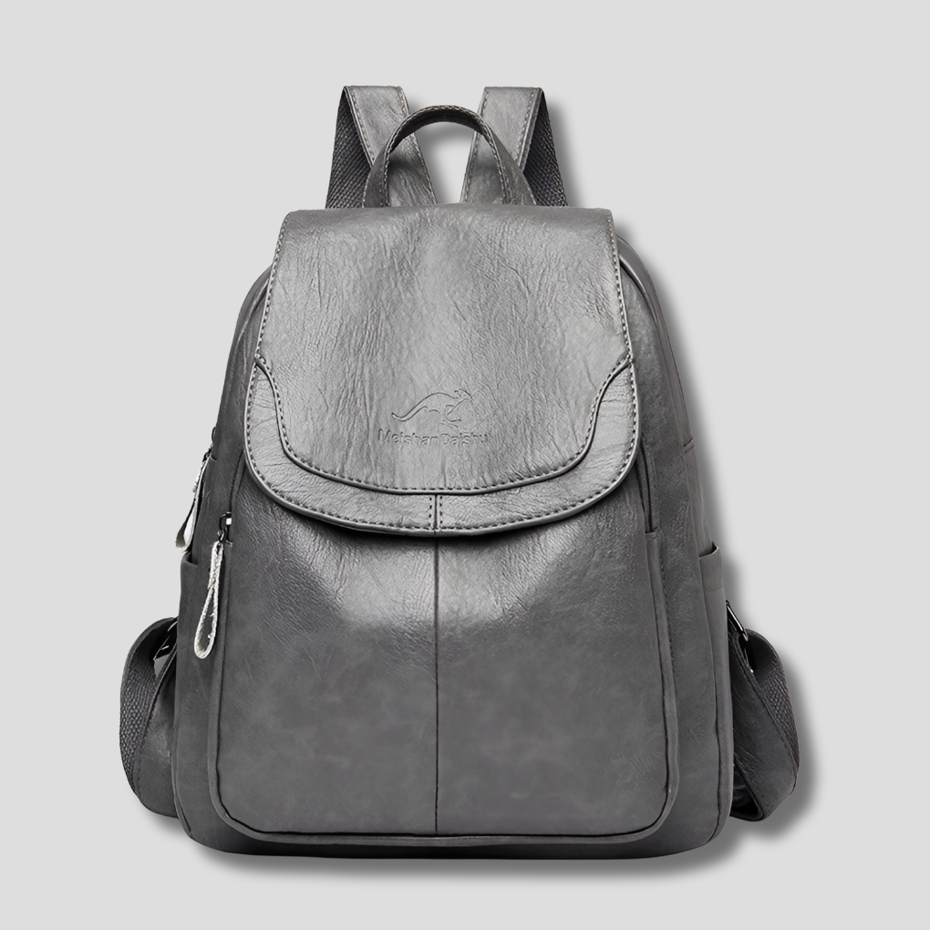 Charly | Women's Embossed Leather Backpack with Flap Closure