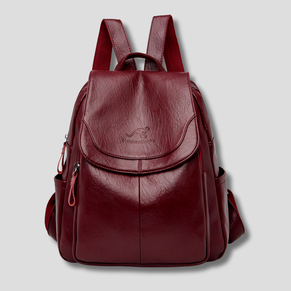Charly | Women's Embossed Leather Backpack with Flap Closure