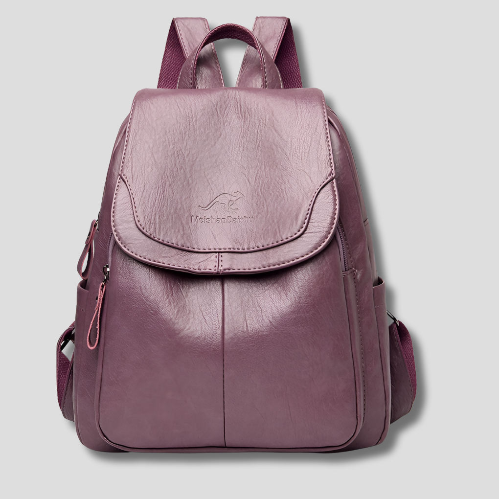 Charly | Women's Embossed Leather Backpack with Flap Closure