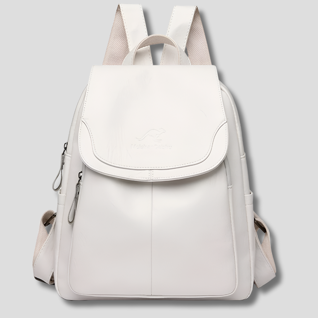 Charly | Women's Embossed Leather Backpack with Flap Closure