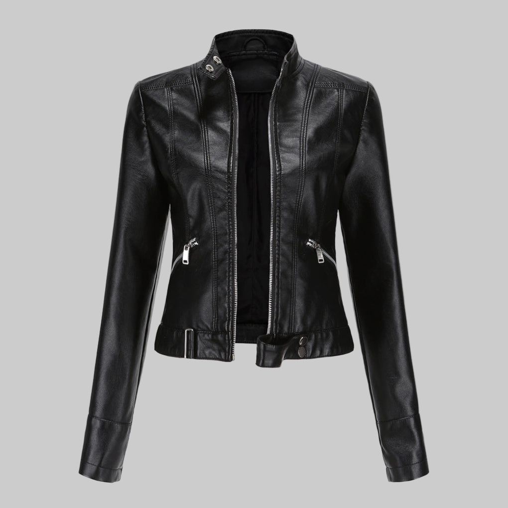 Charly | Women's Faux Leather Jacket with Stand Collar