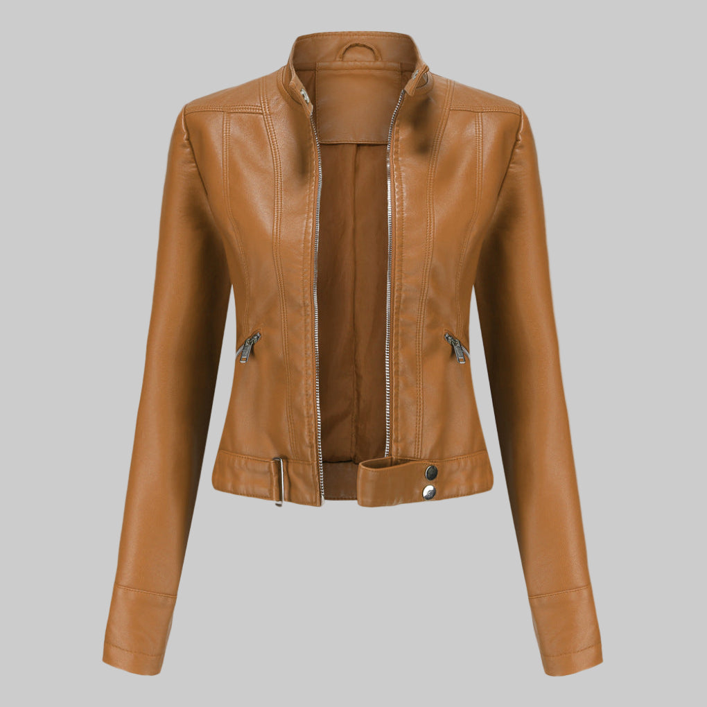 Charly | Women's Faux Leather Jacket with Stand Collar