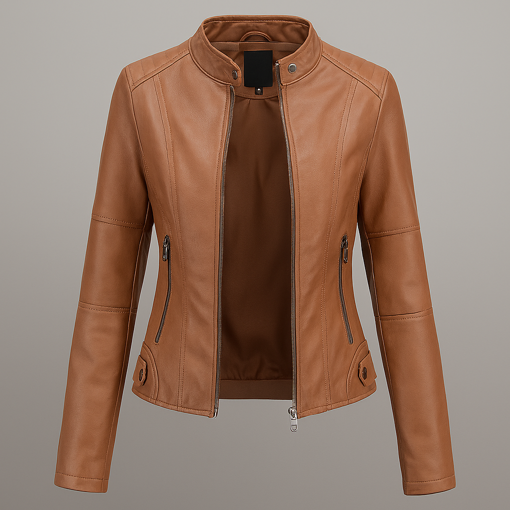 Charly | Women's Faux Leather Moto Jacket with Stand Collar