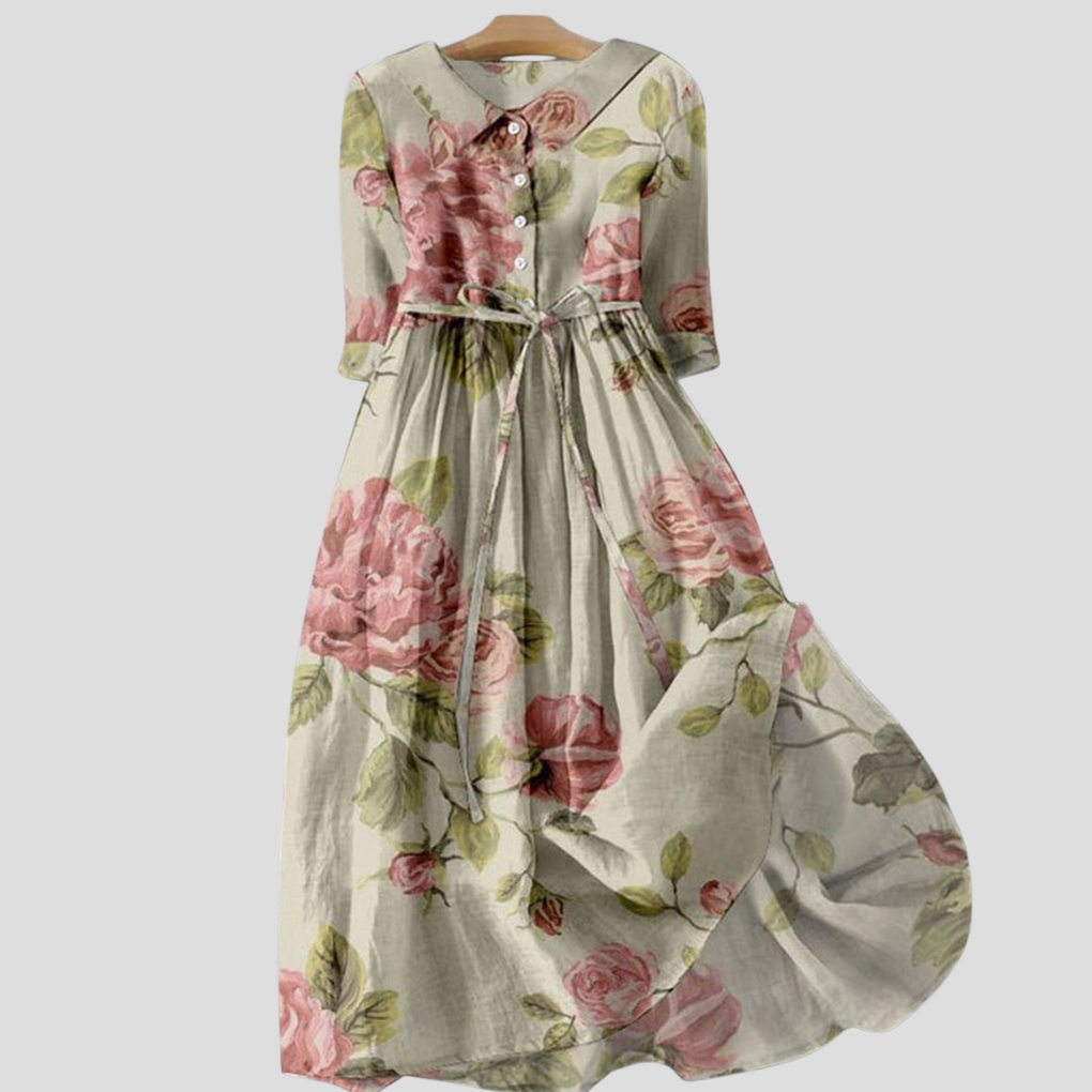 Charly | Women's Floral Lapel Midi Dress