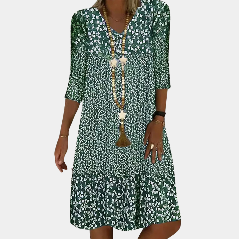 Charly | Women's Floral Midi Dress with V-Neck