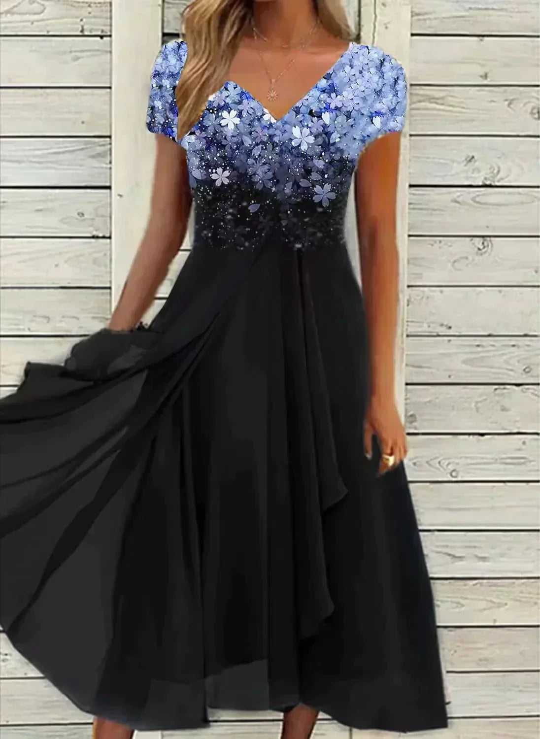Charly | Women's Flowy Midi Dress | Embellished Bodice