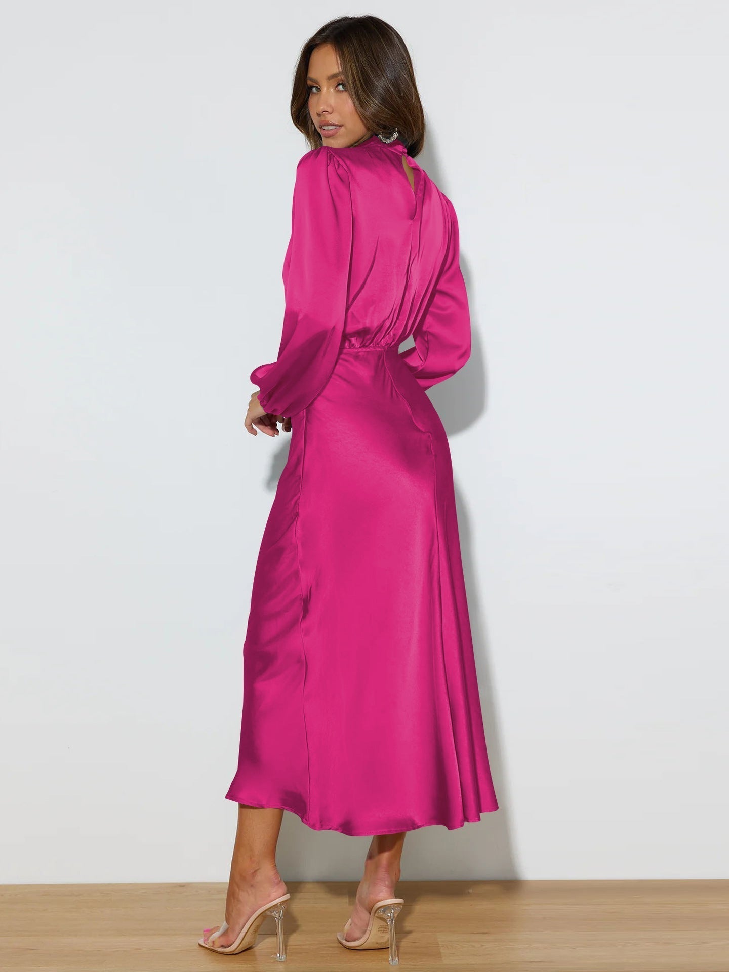 Charly | Women's High Neck Maxi Dress with Balloon Sleeves
